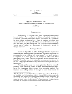Applying the Richmond Test: Closed Deportation Hearings and the