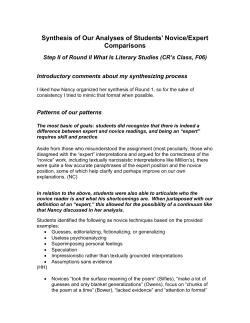Synthesis of Our Analyses of Students` Novice - UW