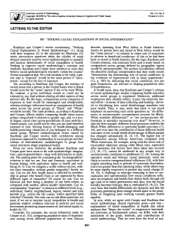 RE:&ldquo;SEEKING CAUSAL EXPLANATIONS IN SOCIAL