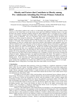Obesity and Factors that Contribute to Obesity among Pre