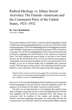 The Finnish-Americans and the Communist Party of the United