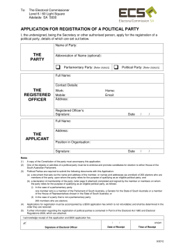 application for the registration of a political party