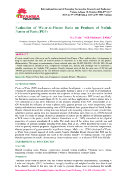 Evaluation of Water-to-Plaster Ratio on Products of Nafada Plaster