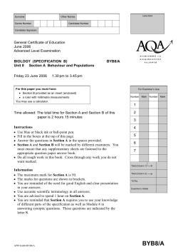 A-level Biology B Question paper Unit 8/A - Behaviour and