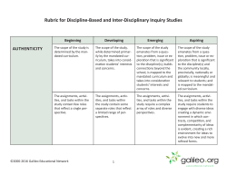 Discipline-Based Inquiry Rubric