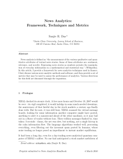 News Analytics: Framework, Techniques and Metrics