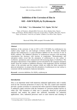 Inhibition of the Corrosion of Zinc in 0.01&ndash;0.04 MH2so4 by