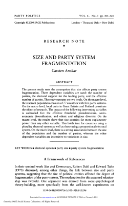 SIZE AND PARTY SYSTEM FRAGMENTATION