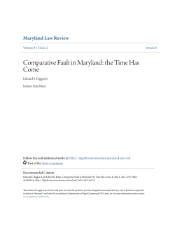 Comparative Fault in Maryland: the Time Has Come