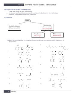 CHapter 5: STereochemistry &ndash; Stereoisomers