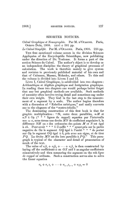 1908.] 127 SHORTER NOTICES. Calcul Graphique et Nomographie