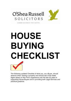 The following updated Checklist of what you, as a Buyer, should