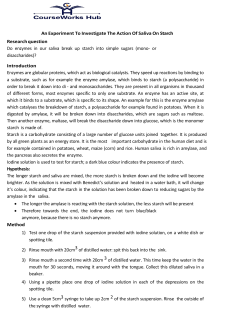 An Experiment To Investigate The Action Of Saliva On Starch