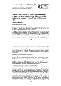 Interactive comment on &ldquo;Potential evaporation trends over land