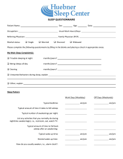 sleep questionnaire - Huebner Sleep Center
