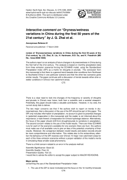 Interactive comment on &ldquo;Dryness/wetness variations in China during