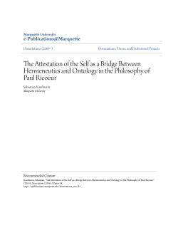 The Attestation of the Self as a Bridge Between Hermeneutics and