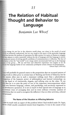 The Re ation of Habitua Thought and Behavior to Language
