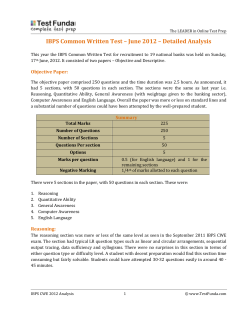 IBPS CWE PO 2012 Analysis