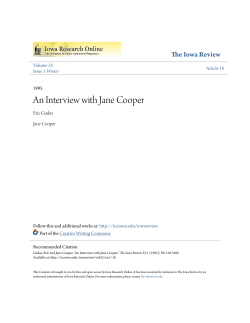 An Interview with Jane Cooper