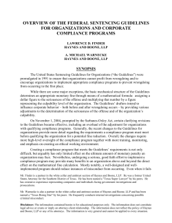 overview of the federal sentencing guidelines for organizations and