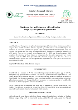 Studies on thermal behaviour of Lead Iodide single crystals grown