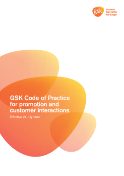 GSK Code of Practice for promotion and customer