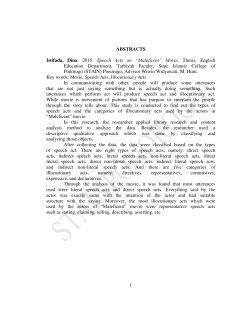 1 ABSTRACTS Istifada, Dina. 2015. Speech Acts on &ldquo;Maleficent