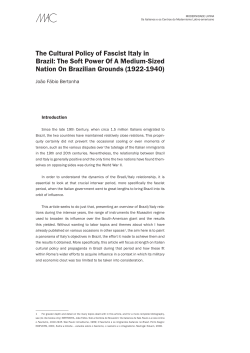 The Cultural Policy of Fascist Italy in Brazil