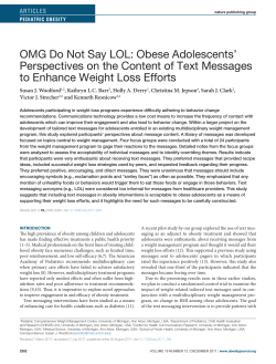 OMG Do Not Say LOL: Obese Adolescents` Perspectives on the