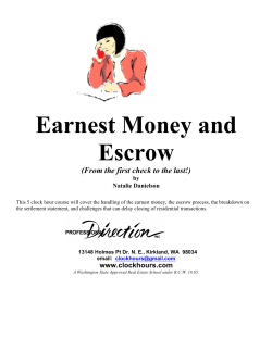 Earnest Money and Escrow