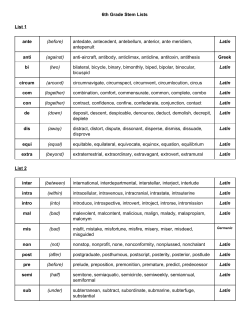 6th Grade Stem Lists List 1 ante (before) antedate, antecedent