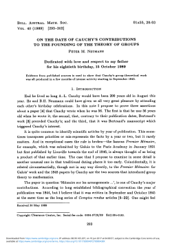 On the date of Cauchy`s contributions to the founding of the theory of