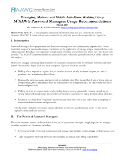 M3AAWG Password Managers Usage Recommendations