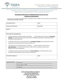 Shareholder Authorization to Withhold Federal Income Tax from