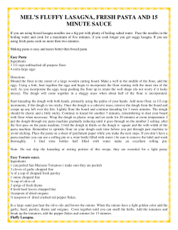 MEL`S FLUFFY LASAGNA, FRESH PASTA AND 15 MINUTE SAUCE