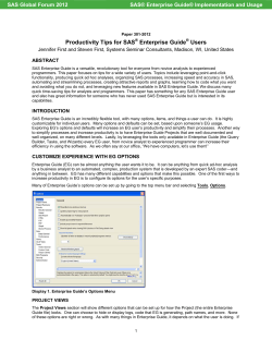 Productivity Tips for SAS&reg; Enterprise Guide&reg; Users