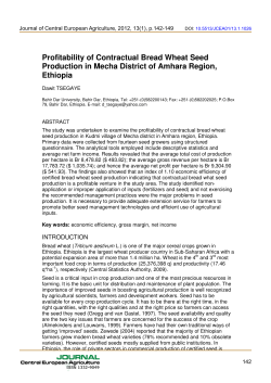 Profitability of Contractual Bread Wheat Seed Production in Mecha