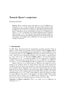 Towards ser!s conjecture Bernhard Schmidt Abstract. Ryser`s