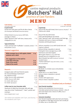 bread Hot dishes Cold dishes Seasonal suggestions Breakfast (only