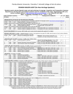 Spanish Major (Non-Heritage Speakers) Checklist