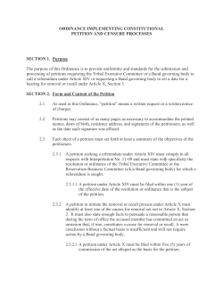 MCT Ordinance Implementing Constitutional Petition and Censure