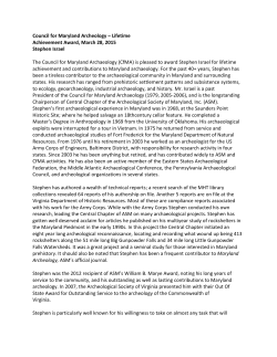 Council for Maryland Archeology &ndash; Lifetime Achievement Award