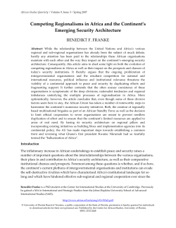 Competing Regionalisms in Africa and the Continent`s Emerging