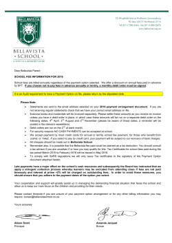 Dear Bellavista Parent SCHOOL FEE