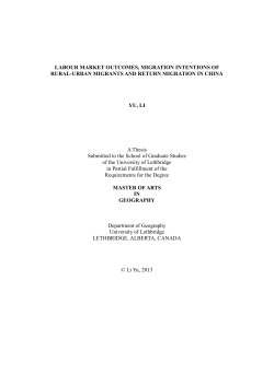 LABOUR MARKET OUTCOMES, MIGRATION INTENTIONS OF