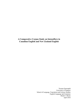 A Comparative Corpus Study on Intensifiers in Canadian