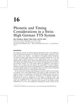 Phonetic and Timing Considerations in a Swiss High German TTS