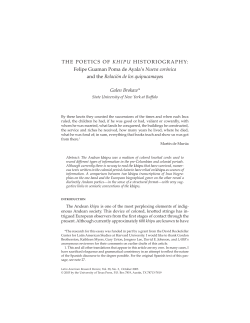 THE POETICS OF KHIPU HISTORIOGRAPHY: Felipe Guaman