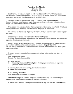 Passing the Mantle - Evangelical Free Church of Bemidji